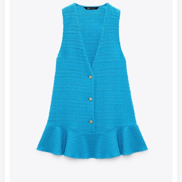 NWT! Zara blue dress. Size S fits like a M. Beautiful detailed silver bottoms. - Picture 1 of 6